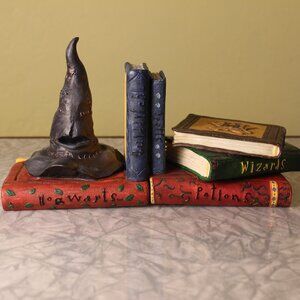 Harry Potter Sorting Hat Bookend Set, Resin, Wizards Magic Potions Books